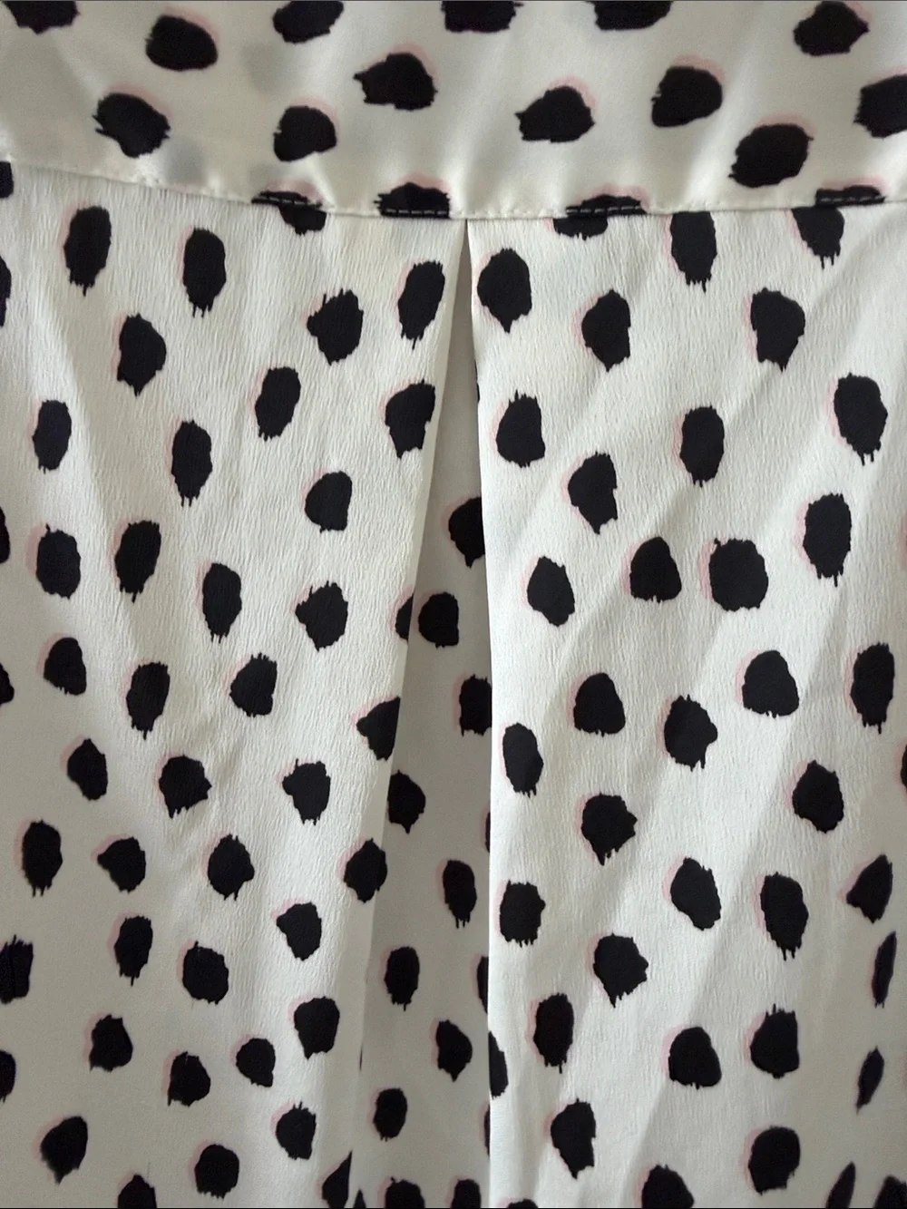 kate spade Black and White Polka-Style Print Blouse with Pink Accents